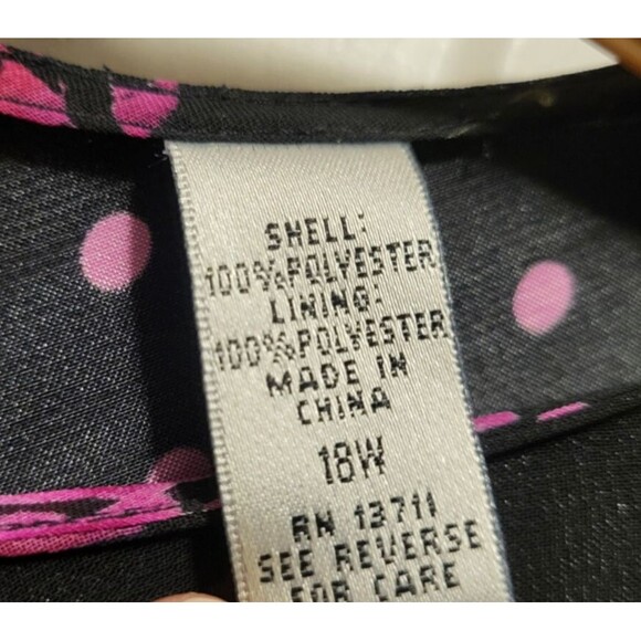 Amanda Smith II Woman Size 18W Black and Pink Floral Dress w/ Sheer Overlay $86 - Picture 5 of 7